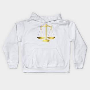 Gold Scales of Justice on White Keeping Law and Order Kids Hoodie